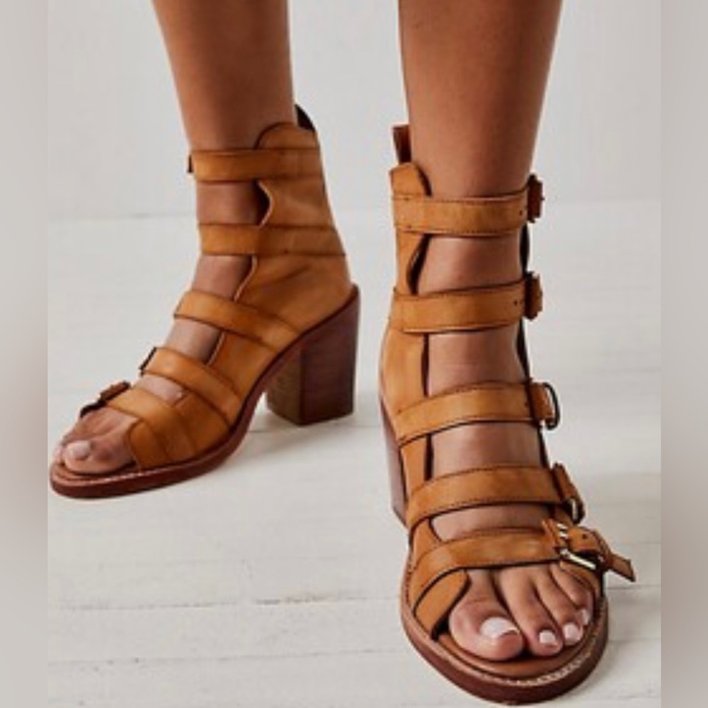 NEW Free People Buckle Up Baby Block Heels Sandals